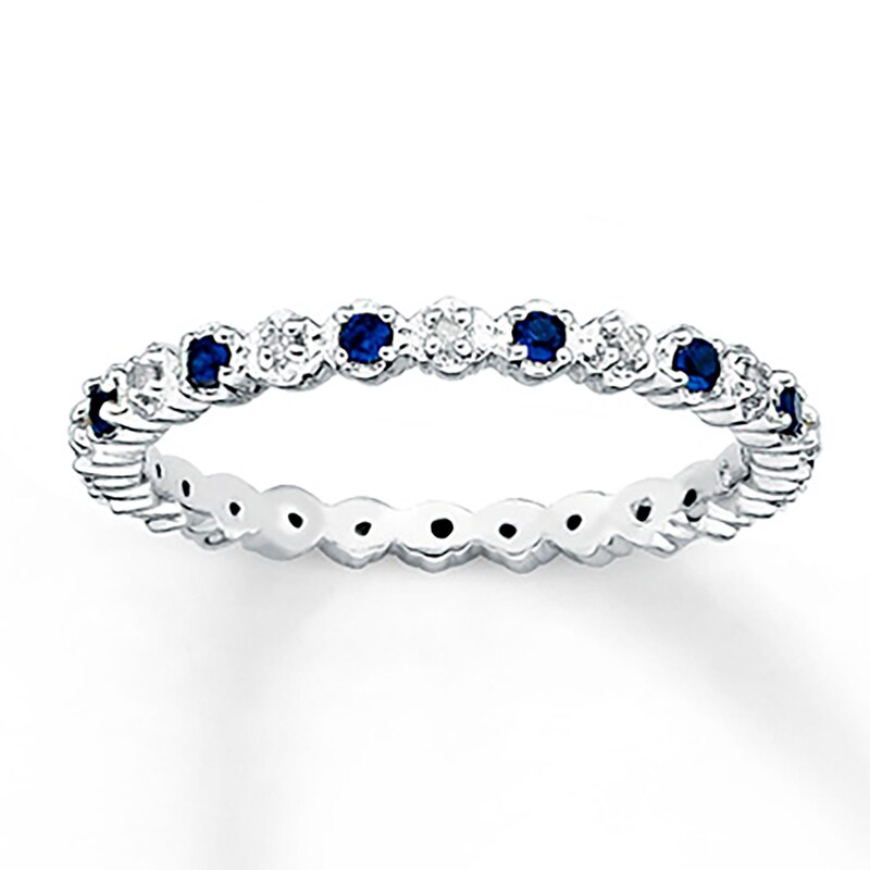 Stackable Ring Lab-Created Sapphires 1/20 ct tw Diamonds