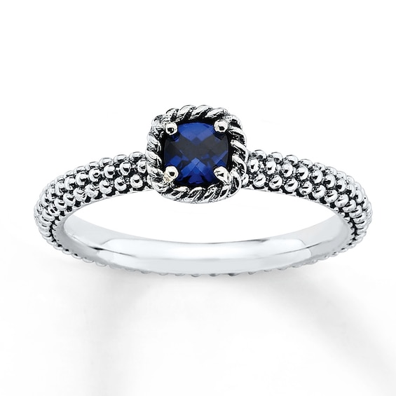 Stackable Ring Lab-Created Sapphire Sterling Silver
