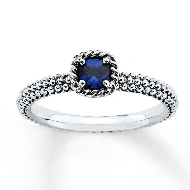 Main Image 1 of Stackable Ring Lab-Created Sapphire Sterling Silver