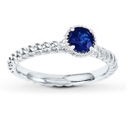 Stackable Ring Lab-Created Sapphire Sterling Silver