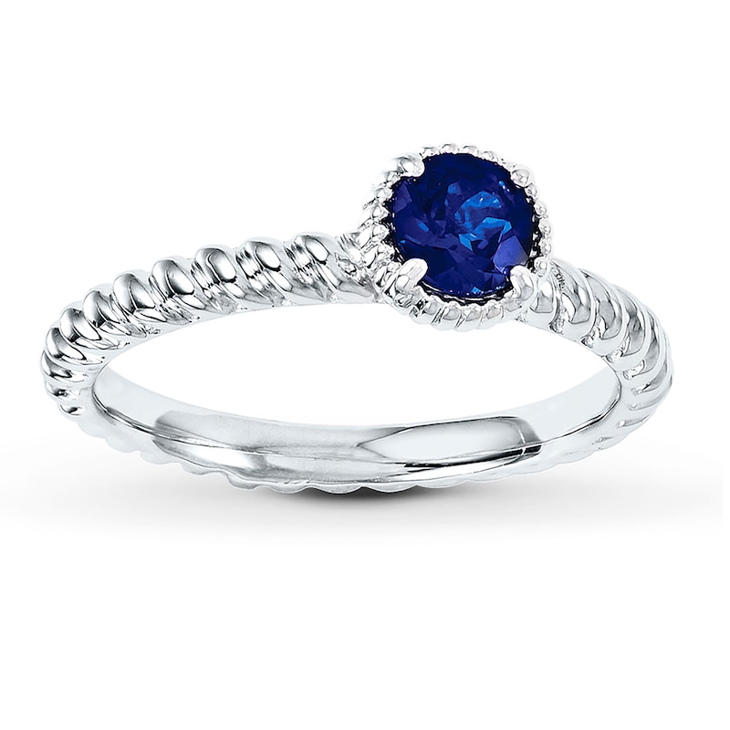 Main Image 1 of Stackable Ring Lab-Created Sapphire Sterling Silver