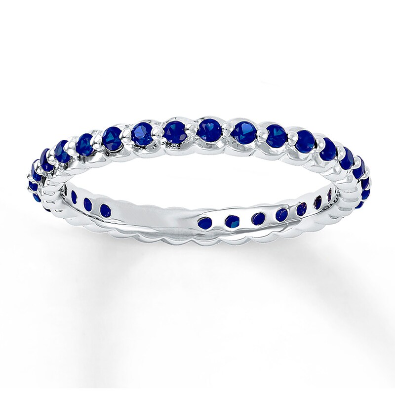 Main Image 1 of Stackable Ring Lab-Created Sapphires Sterling Silver