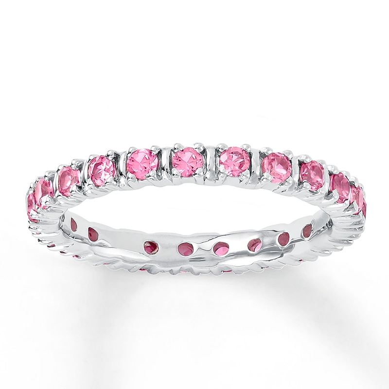Main Image 1 of Stackable Ring Pink Lab-Created Sapphire Sterling Silver