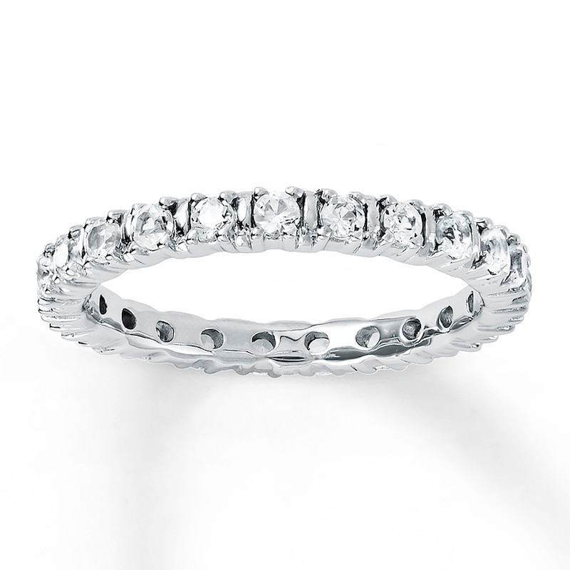 Stackable Ring Lab-Created Sapphires Sterling Silver