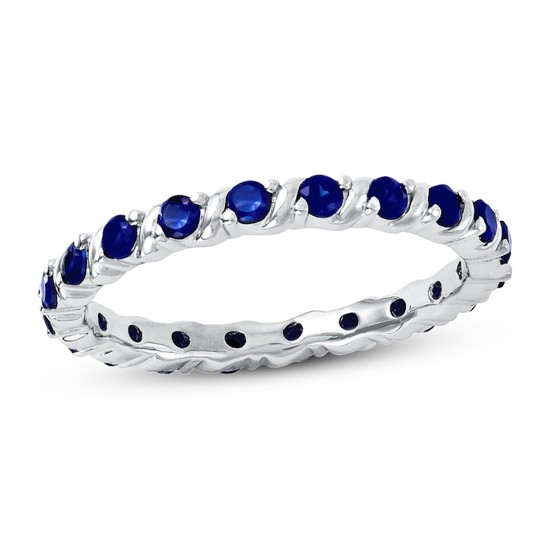 Stackable Ring Lab-Created Sapphires Sterling Silver