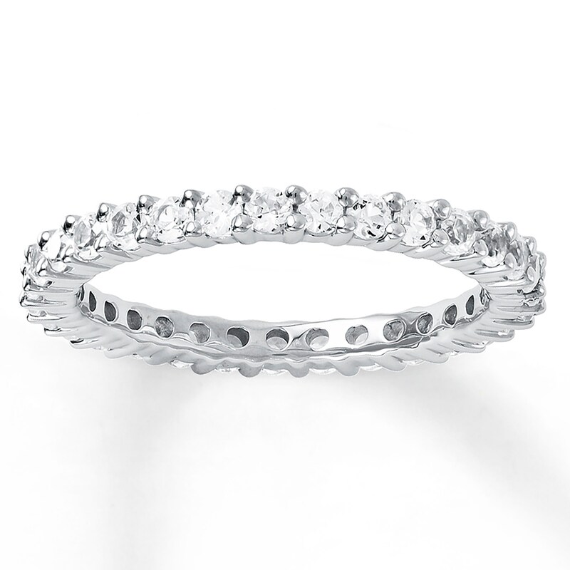 Stackable Ring Lab-Created Sapphires Sterling Silver