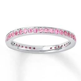 Stackable Ring Pink Lab-Created Sapphire Sterling Silver