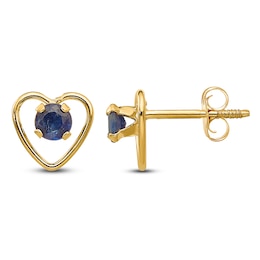 Natural Sapphire Earrings 14K Yellow Gold