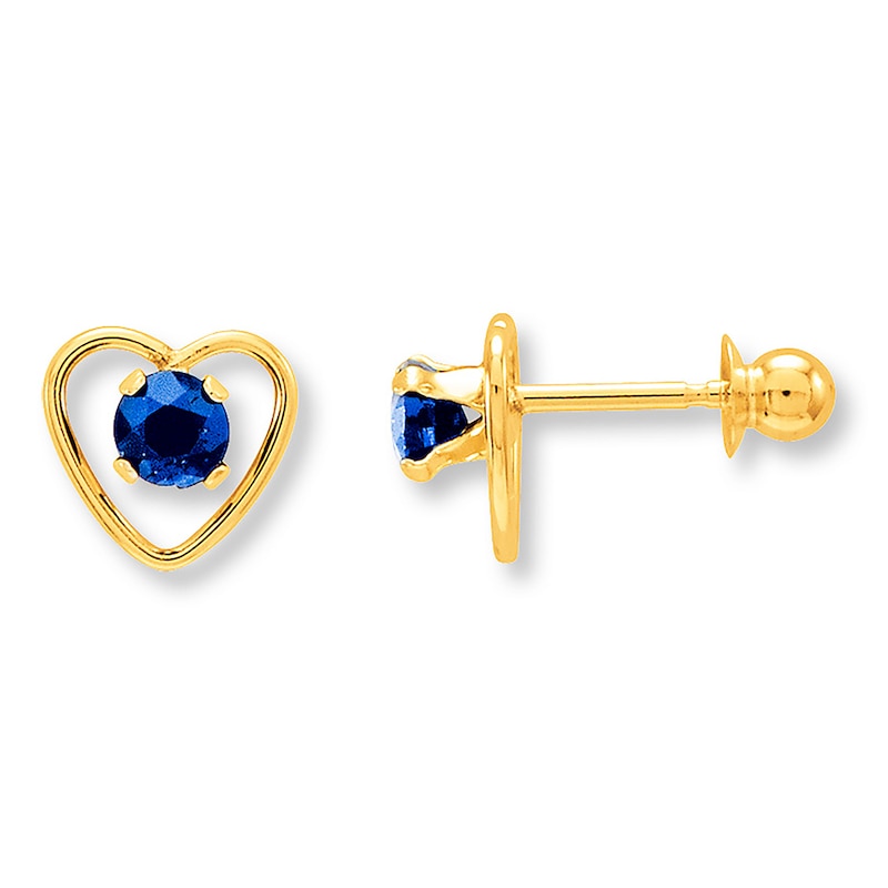 Natural Sapphire Earrings 14K Yellow Gold