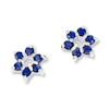 Thumbnail Image 0 of Flower Earrings Sapphires/Diamonds Sterling Silver