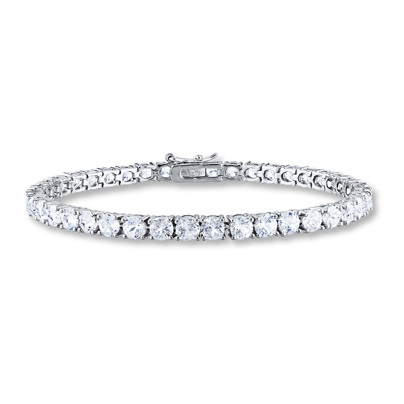 Main Image 1 of Lab-Created Sapphires Sterling Silver Tennis Bracelet