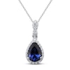 Thumbnail Image 0 of Natural Blue Sapphire Necklace Diamonds 1/10 ct tw 10K White Gold