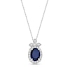 Thumbnail Image 0 of Natural Blue Sapphire Necklace 1/4 ct tw Diamonds Round 10K White Gold