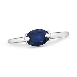 Natural Blue Sapphire Ring 10K White Gold