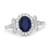 Natural Blue Sapphire Ring 1/2 ct tw Diamonds Round 10K White Gold