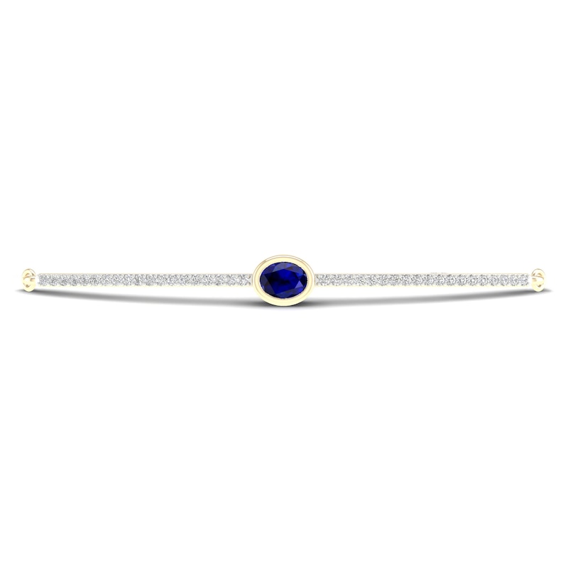 Natural Sapphire Bolo Bracelet 1/6 ct tw Diamonds 10K Yellow Gold