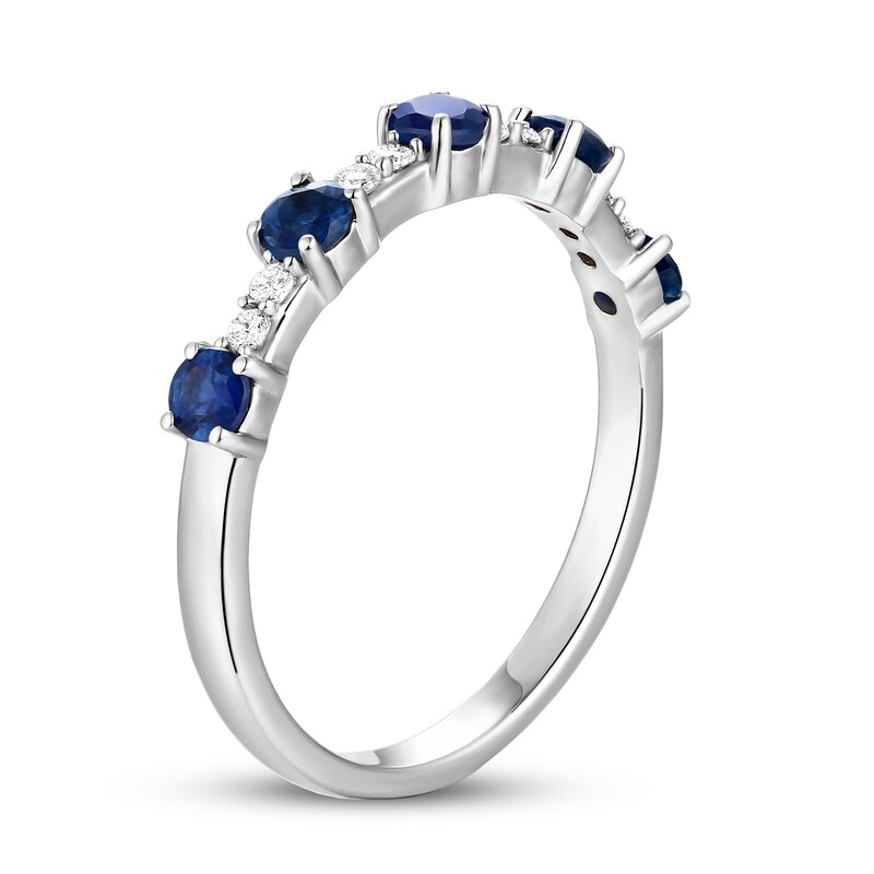 Main Image 2 of Natural Blue Sapphire Ring 1/10 ct tw Diamonds 10K White Gold