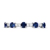 Natural Blue Sapphire Ring 1/10 ct tw Diamonds 10K White Gold