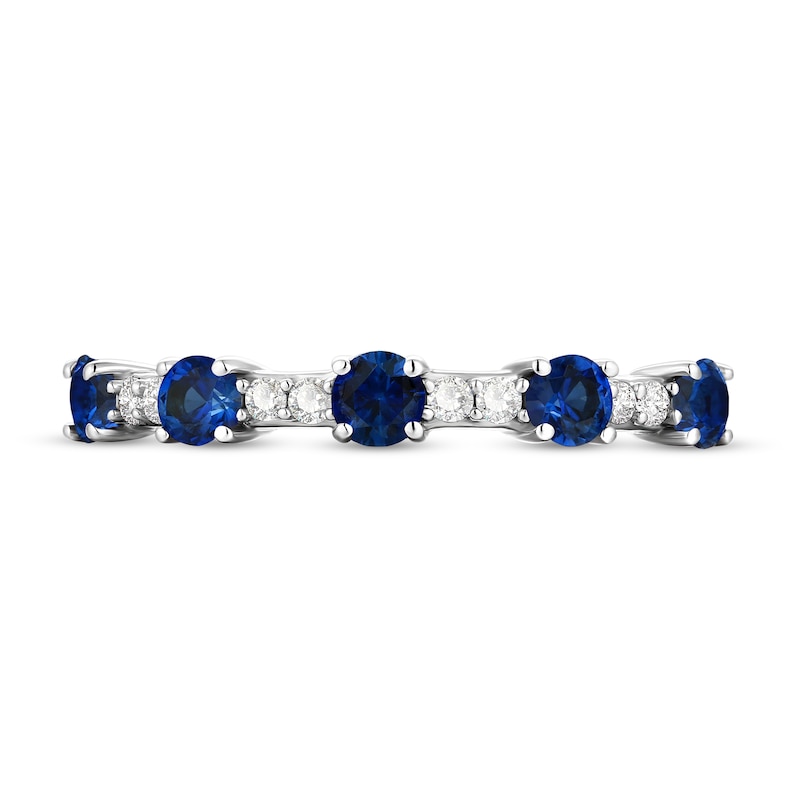 Main Image 3 of Natural Blue Sapphire Ring 1/10 ct tw Diamonds 10K White Gold