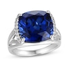 Thumbnail Image 1 of Blue/White Lab-Created Sapphire Ring Sterling Silver