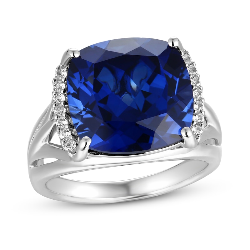 Blue/White Lab-Created Sapphire Ring Sterling Silver