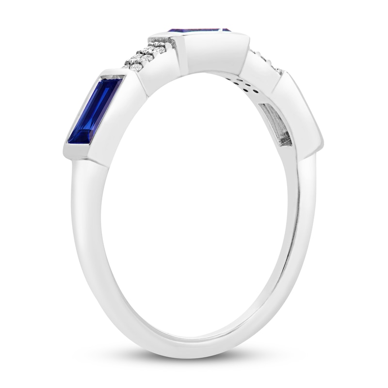 Lab-created Blue Sapphire Ring 1/20 carat Diamonds Sterling Silver
