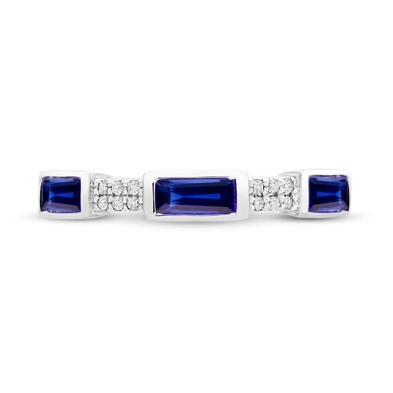 Lab-created Blue Sapphire Ring 1/20 carat Diamonds Sterling Silver