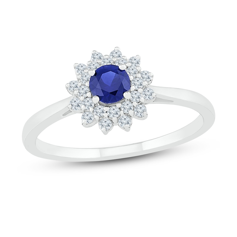 Natural Sapphire Ring Blue/White 10K White Gold