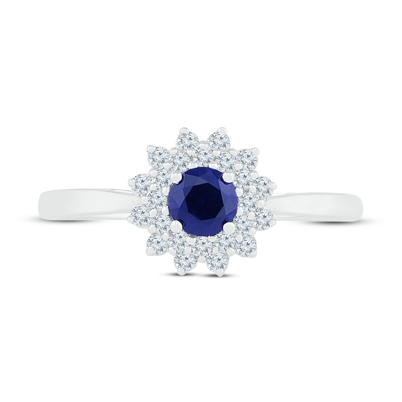 Natural Sapphire Ring Blue/White 10K White Gold