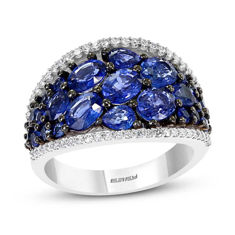 Effy Natural Blue Sapphire Ring 1/4 ct tw Diamonds 14K White Gold