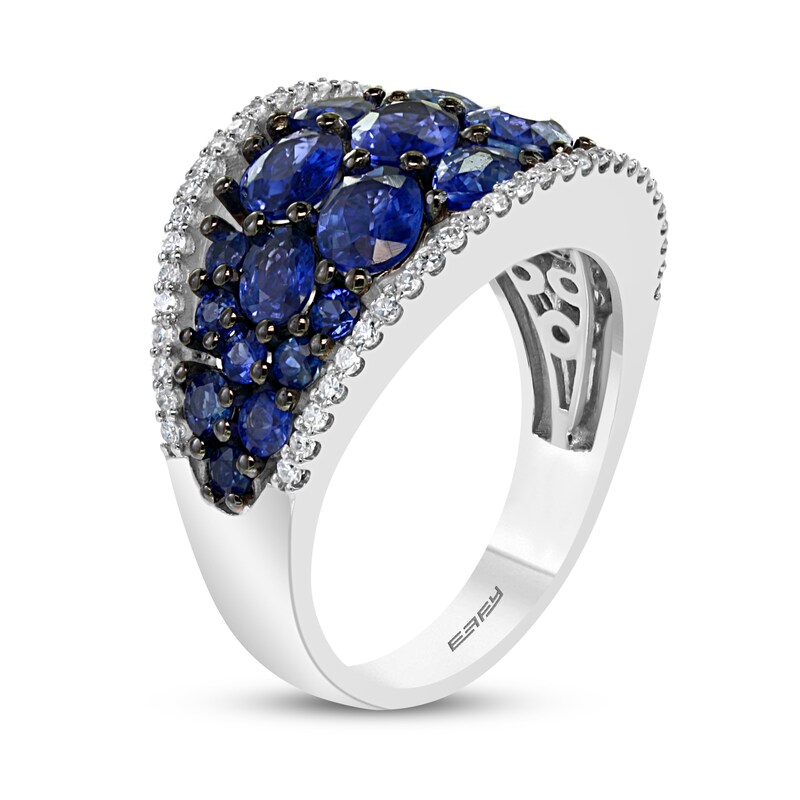 Effy Natural Blue Sapphire Ring 1/4 ct tw Diamonds 14K White Gold