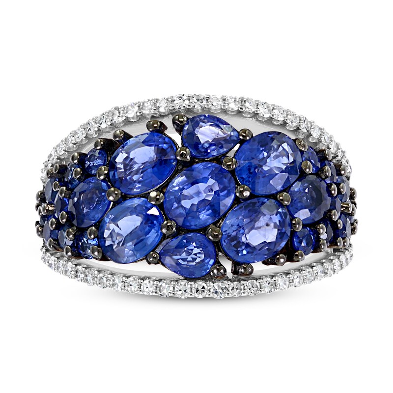 Effy Natural Blue Sapphire Ring 1/4 ct tw Diamonds 14K White Gold