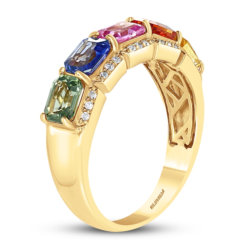 Effy Natural Sapphire Ring 1/8 ct tw Diamonds 14K Yellow Gold