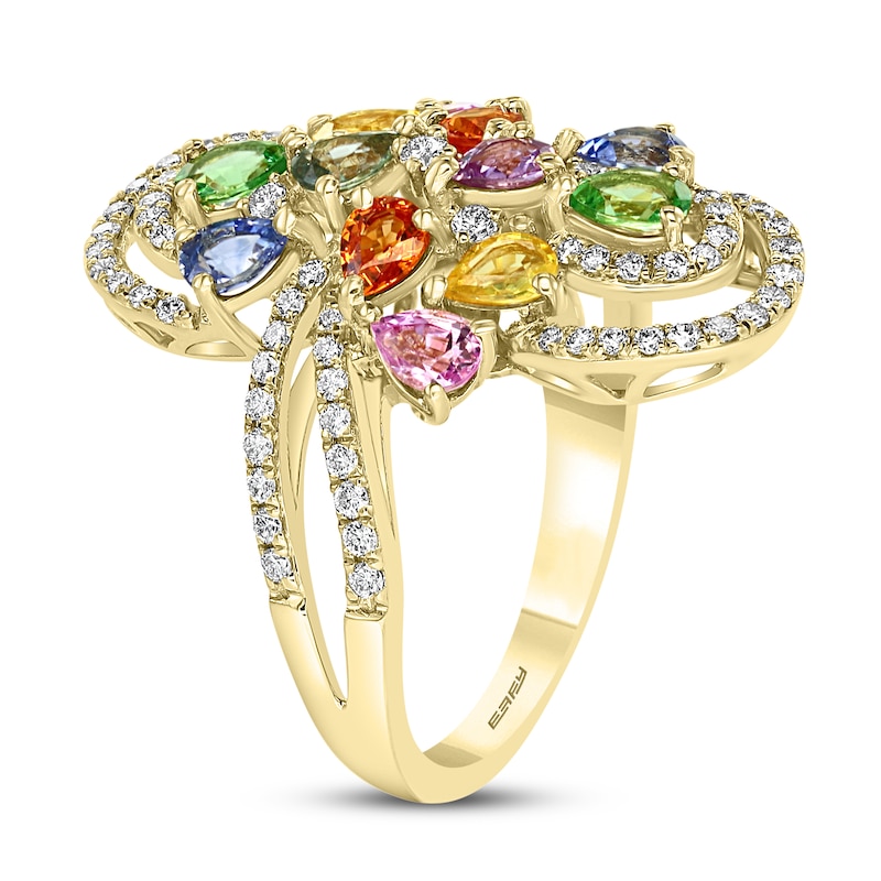 Effy Natural Sapphire Ring 1/2 ct tw Garnet/Diamonds 14K Yellow Gold