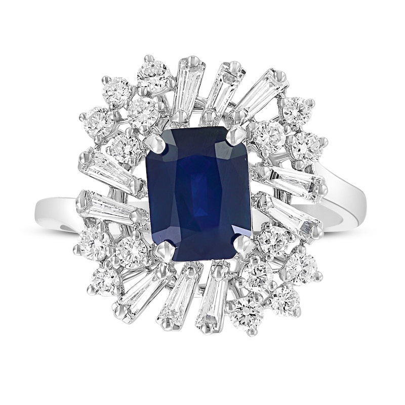 Effy Natural Blue Sapphire Ring 3/4 ct tw Diamonds 14K White Gold