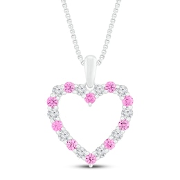 Pink/White Lab-Created Sapphire Pendant Necklace Sterling Silver
