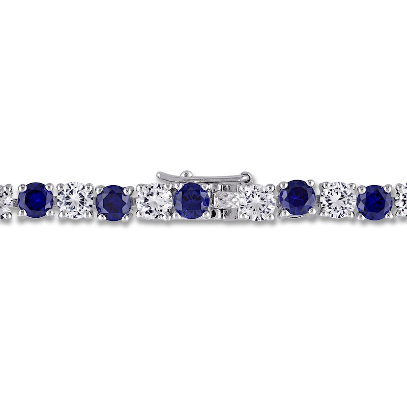 Lab-Created Sapphire Bracelet Round Sterling Silver