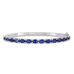 Blue Lab-Created Sapphire Bracelet Oval-cut Sterling Silver