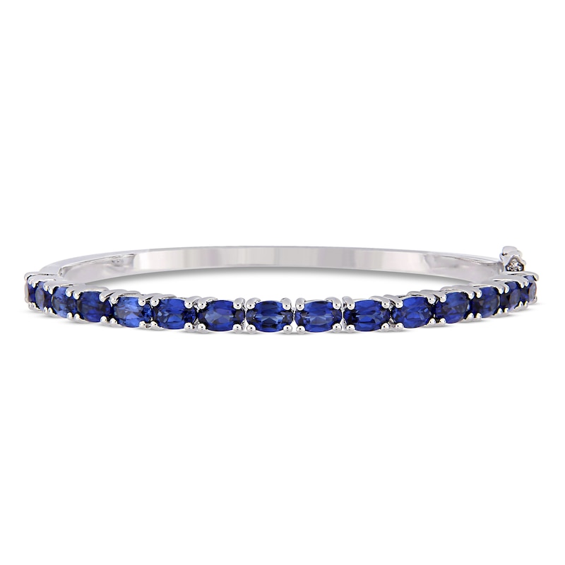 Main Image 1 of Blue Lab-Created Sapphire Bracelet Oval-cut Sterling Silver