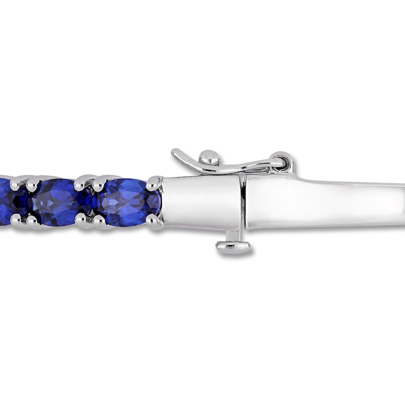 Main Image 2 of Blue Lab-Created Sapphire Bracelet Oval-cut Sterling Silver
