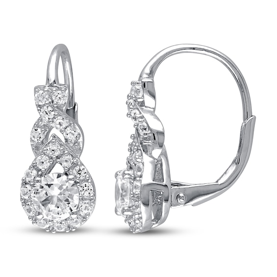 LabCreated Sapphire Earrings Round Sterling Silver