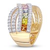 Multi-Colored Natural Sapphire Ring 14K Yellow Gold