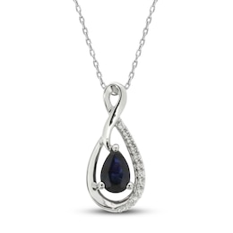 Natural Blue Sapphire Necklace 1/20 ct 10K White Gold
