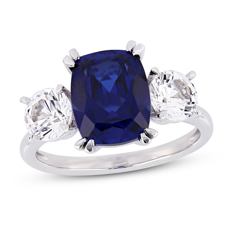 Lab-Created Sapphire Ring 10K White Gold