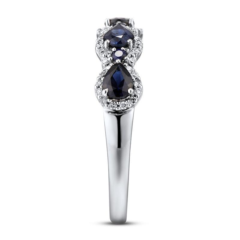 Blue Sapphire Ring 1/5 ct tw Diamonds 10K White Gold
