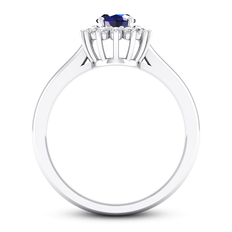 Blue Sapphire Ring 1/5 ct tw Diamonds 10K White Gold