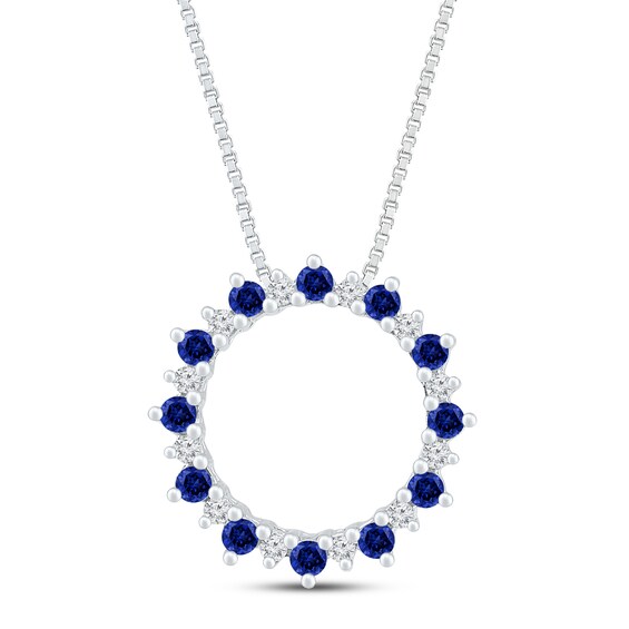 2 1/3 ct Created Sapphire Garland Necklace with Diamonds in Sterling Silver Richline Group SM6207FKSOHLZ 2 1/3 ct Created Sapphire Garland Necklace with Diamonds in Sterling Silver Richline Group SM6207FKSOHLZ