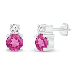 Lab-Created Sapphire Stud Earrings Sterling Silver