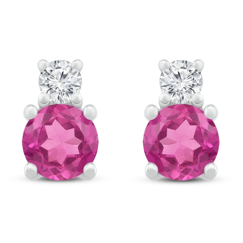 Main Image 3 of Lab-Created Sapphire Stud Earrings Sterling Silver