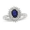 Natural Blue Sapphire Ring 1/3 ct tw Diamonds 10K White Gold